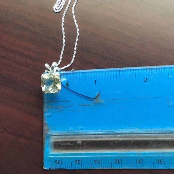 Necklace, Yellow Citrine and Sterling Silver Pendant, 18”, NEW, Handmade, Artisa - Picture 4 of 4